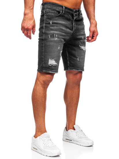 Pantalón corto vaquero para hombre negro Bolf 0389