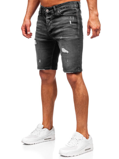 Pantalón corto vaquero para hombre negro Bolf 0393