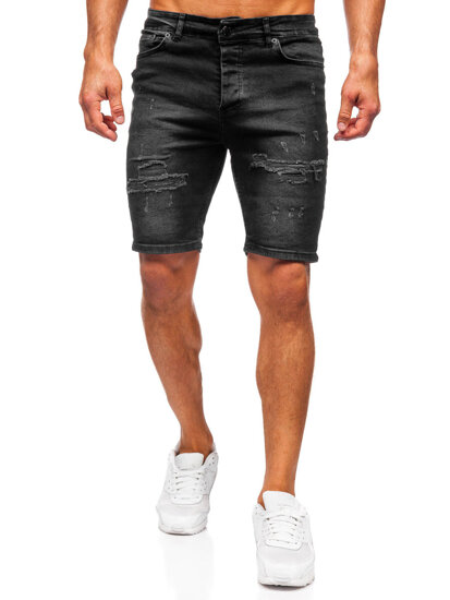 Pantalón corto vaquero para hombre negro Bolf 0746