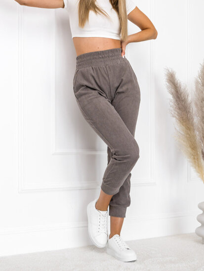 Pantalón de chándal a rayas para mujer gris Bolf W7855