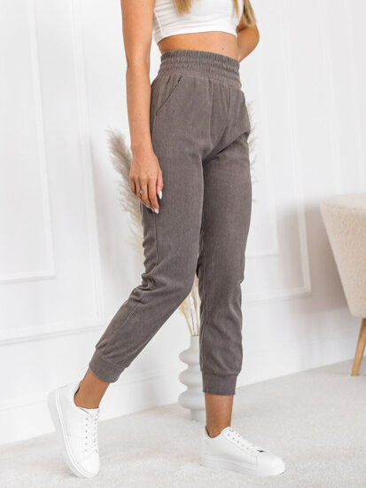 Pantalón de chándal a rayas para mujer gris Bolf W7855