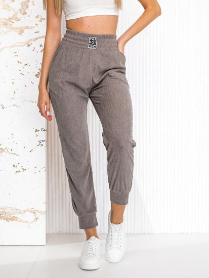 Pantalón de chándal a rayas para mujer gris Bolf W7858