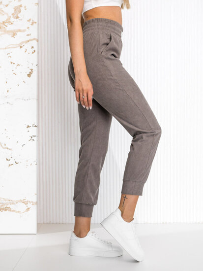 Pantalón de chándal a rayas para mujer gris Bolf W7863