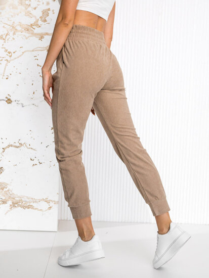 Pantalón de chándal a rayas para mujer marrón Bolf W7863