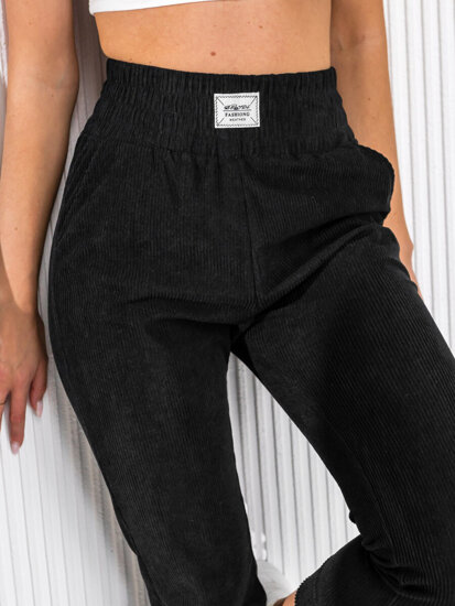 Pantalón de chándal a rayas para mujer negro Bolf W7863