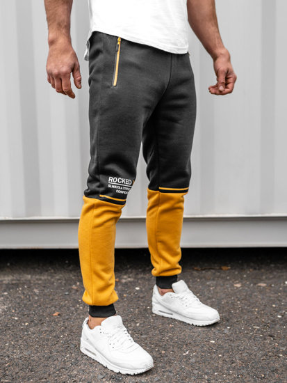 Pantalón de chándal con impresión para hombre negro Bolf AM85A