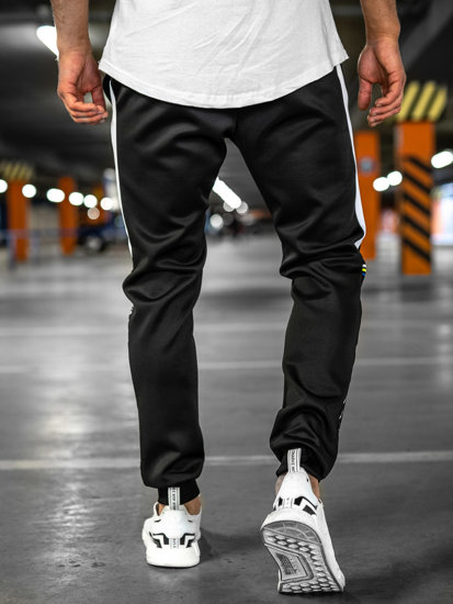 Pantalón de chándal con impresión para hombre negro y azul Bolf AM125A