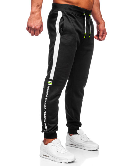 Pantalón de chándal con impresión para hombre negro y verde Bolf AM125