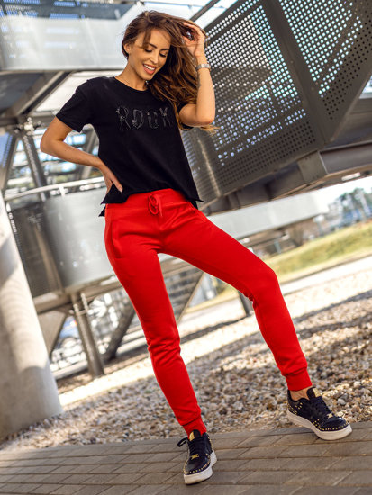 Pantalón de chándal para mujer rojo claro Bolf CK-01B