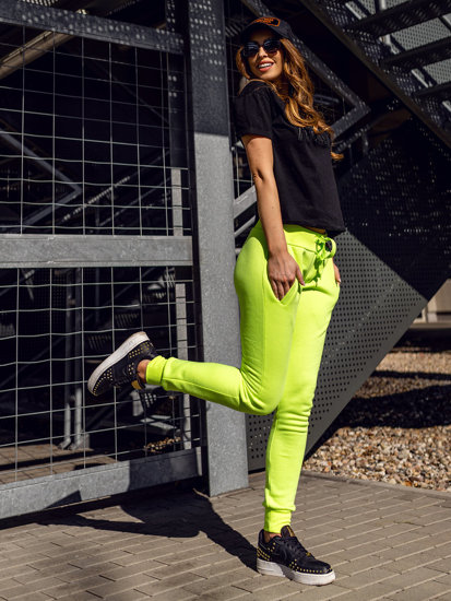 Pantalón de chándal para mujer verde y fluorescente Bolf CK-01B