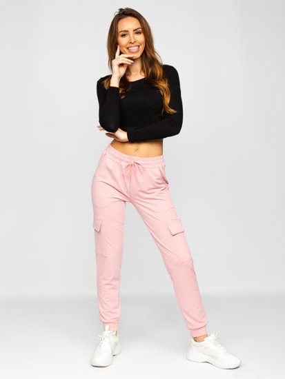 Pantalón de chándal tipo cargo para mujer rosa Bolf HW2516C