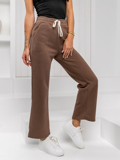 Pantalón de chándal tipo pierna ancha para mujer chocolate Bolf W5213