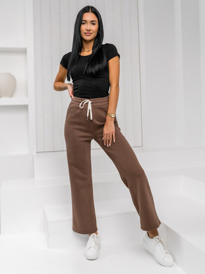 Pantalón de chándal tipo pierna ancha para mujer chocolate Bolf W5213