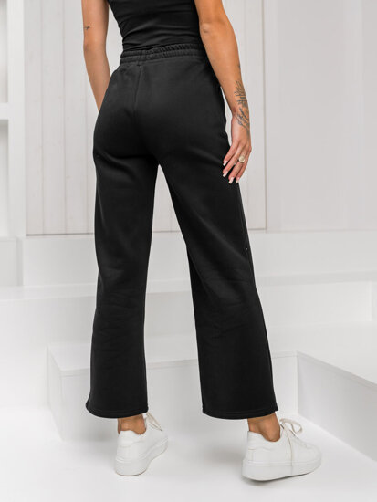 Pantalón de chándal tipo pierna ancha para mujer negro Bolf W5213