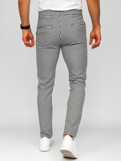 Pantalón de etiqueta a cuadros de tela para hombre negro Bolf 184143