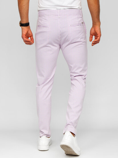 Pantalón de etiqueta a cuadros de tela para hombre violeta Bolf 184143