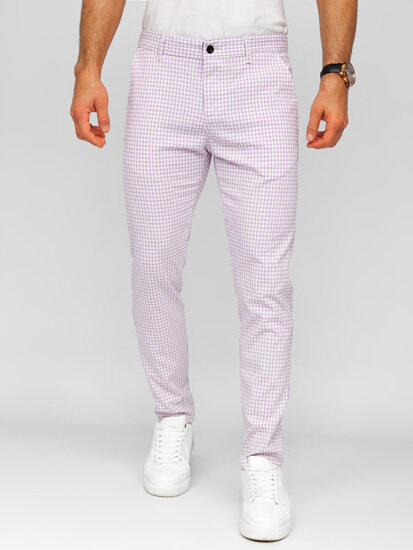 Pantalón de etiqueta a cuadros de tela para hombre violeta Bolf 184143