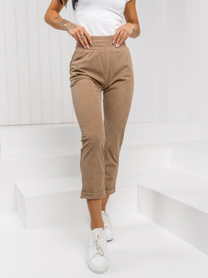 Pantalón de tela a rayas para mujer marrón Bolf W7856