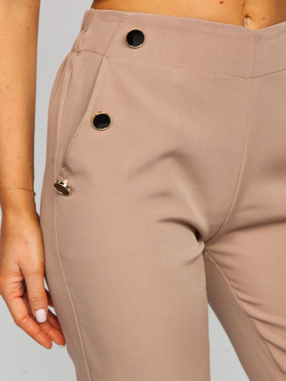 Pantalón de tela con botones decorativos para mujer capuchino Bolf 8155