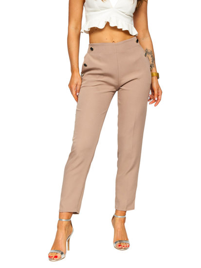 Pantalón de tela con botones decorativos para mujer capuchino Bolf 8155