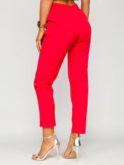 Pantalón de tela con botones decorativos para mujer coral Bolf 8155