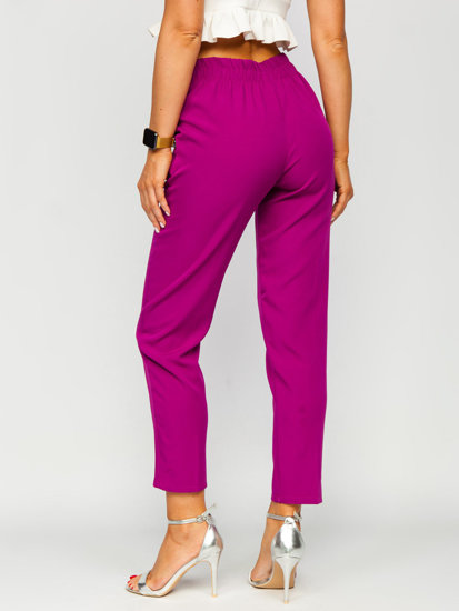 Pantalón de tela con botones decorativos para mujer fucsia Bolf 8155