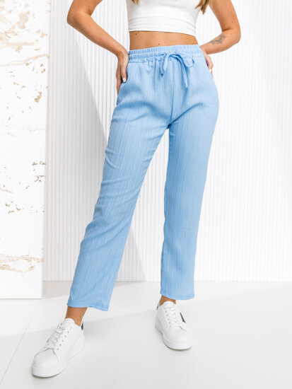 Pantalón de tela para mujer azul claro Bolf W7962