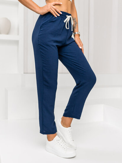 Pantalón de tela para mujer azul oscuro Bolf W7920