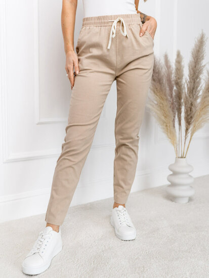 Pantalón de tela para mujer beige Bolf W7831