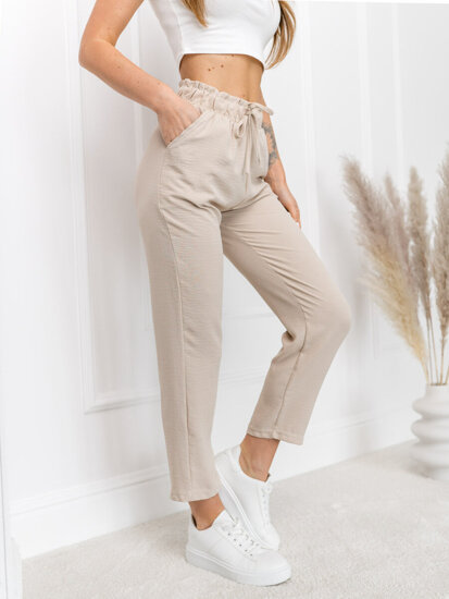 Pantalón de tela para mujer beige Bolf W7921