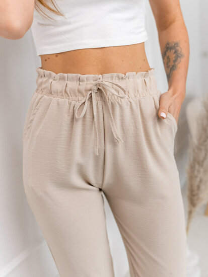 Pantalón de tela para mujer beige Bolf W7921