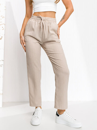 Pantalón de tela para mujer beige Bolf W7962