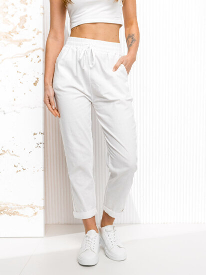 Pantalón de tela para mujer blanco Bolf W7832