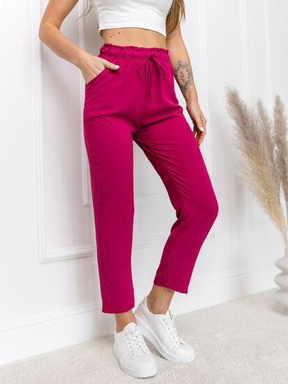 Pantalón de tela para mujer burdeos Bolf W7921