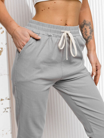 Pantalón de tela para mujer gris Bolf W7832