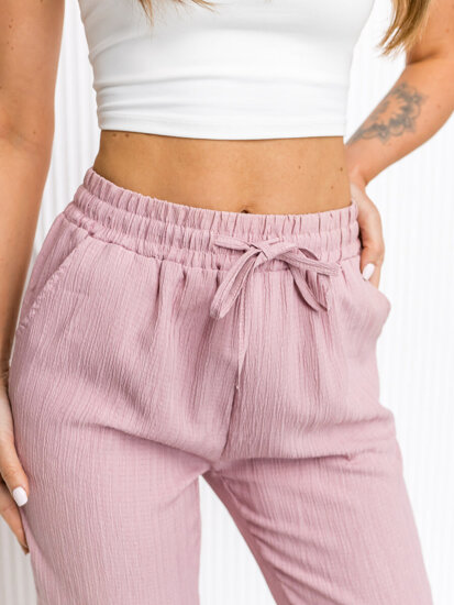 Pantalón de tela para mujer rosa Bolf W7962