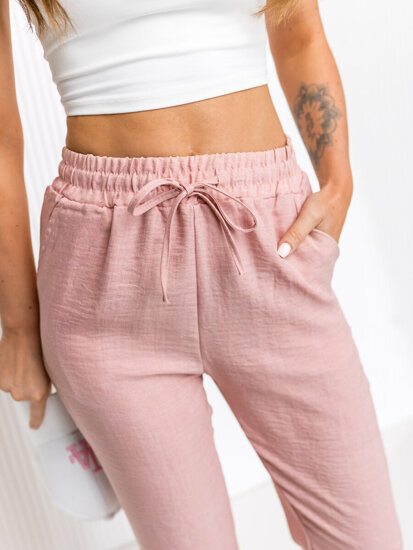 Pantalón de tela para mujer rosa Bolf W7965