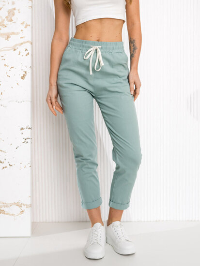 Pantalón de tela para mujer verde menta Bolf W7832