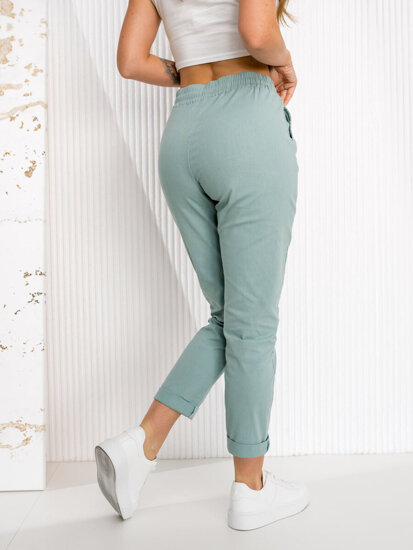 Pantalón de tela para mujer verde menta Bolf W7832