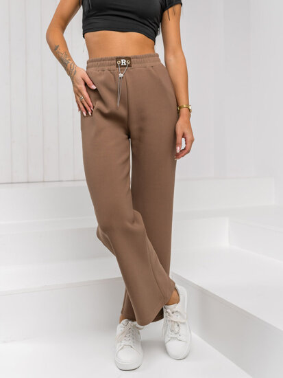 Pantalón de tela tipo pierna ancha para mujer marrón Bolf W5226