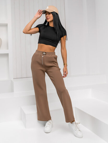 Pantalón de tela tipo pierna ancha para mujer marrón Bolf W5226