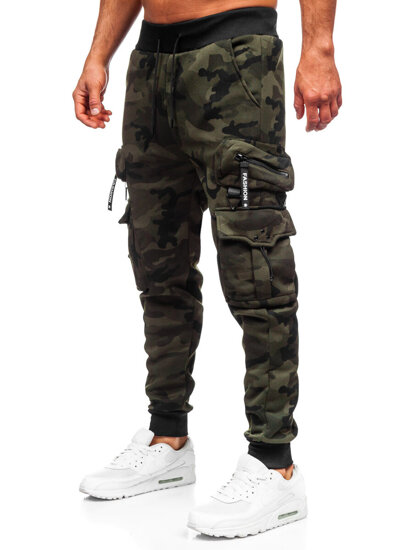 Pantalón forrado de chándal jogger cargo para hombre caqui Bolf HSS353