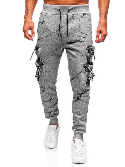 Pantalón forrado de chándal jogger cargo para hombre gris Bolf HSS339