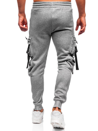 Pantalón forrado de chándal jogger cargo para hombre gris Bolf HSS347