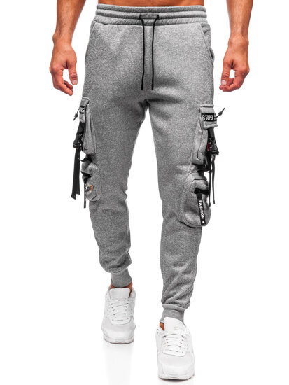 Pantalón forrado de chándal jogger cargo para hombre gris Bolf HSS347