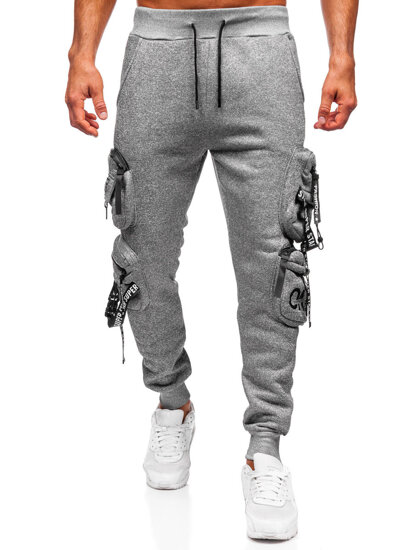 Pantalón forrado de chándal jogger cargo para hombre gris Bolf HSS350