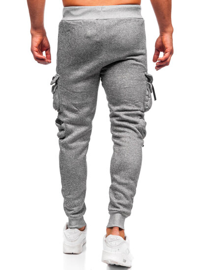 Pantalón forrado de chándal jogger cargo para hombre gris Bolf HSS361