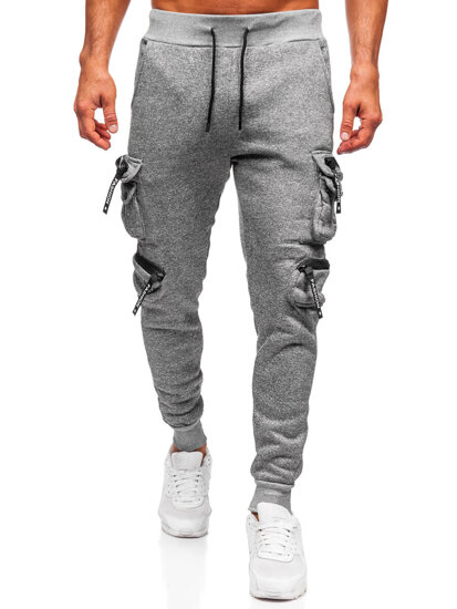 Pantalón forrado de chándal jogger cargo para hombre gris Bolf HSS361