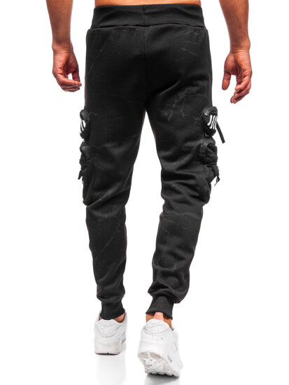 Pantalón forrado de chándal jogger cargo para hombre negro Bolf HSS339