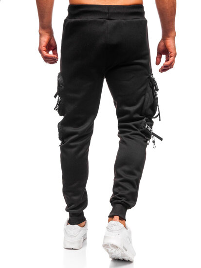 Pantalón forrado de chándal jogger cargo para hombre negro Bolf HSS342